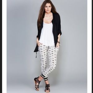 inspired hearts cream black pants graphic print tribal Aztec geo print joggers